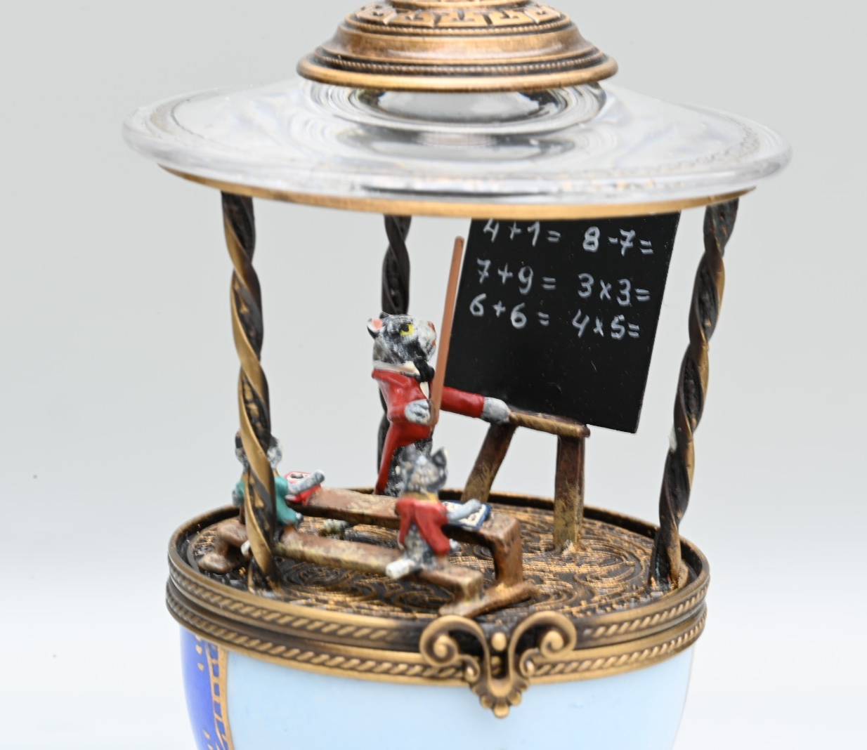Austrian Vienna Cold Painted Bronze "Cat School" Limoge France Porcelain Box2