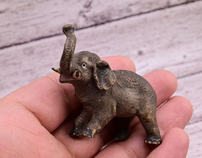 Early Antique Austrian Vienna Cold Painted Bronze Figure of Young Elephant9