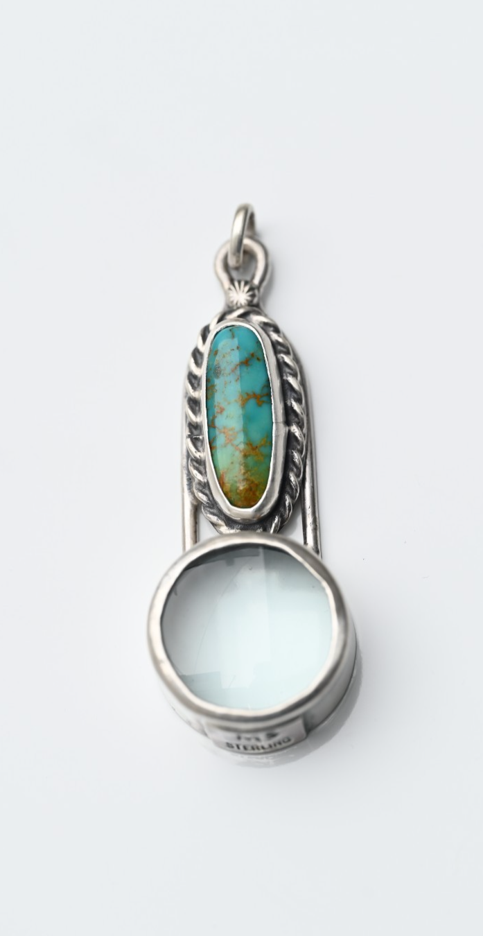 Sterling Silver Southwest Jewelers Loupe with Lagoon Colored Turquoise0