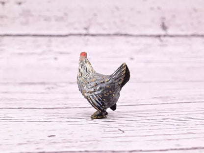 Early Antique Austrian Vienna Cold Painted Bronze Figure of Miniature Gray Hen8