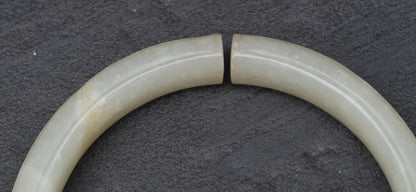Antique Chinese 1900s Carved Mutton Fat White Celadon Jade Bangle Bracelet4