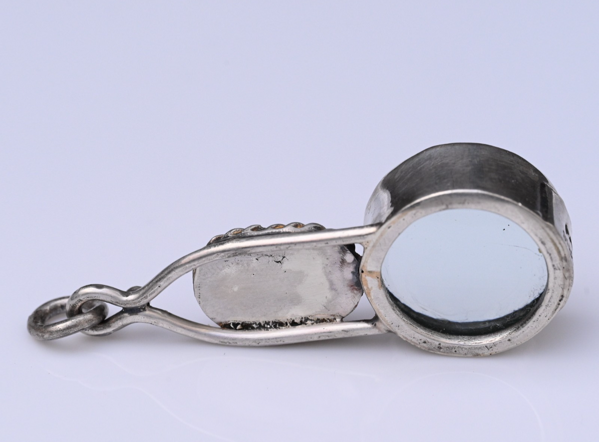 Signed MS Sterling Silver Southwest Jewelers Loupe W/ Stone Scarab Beetle2