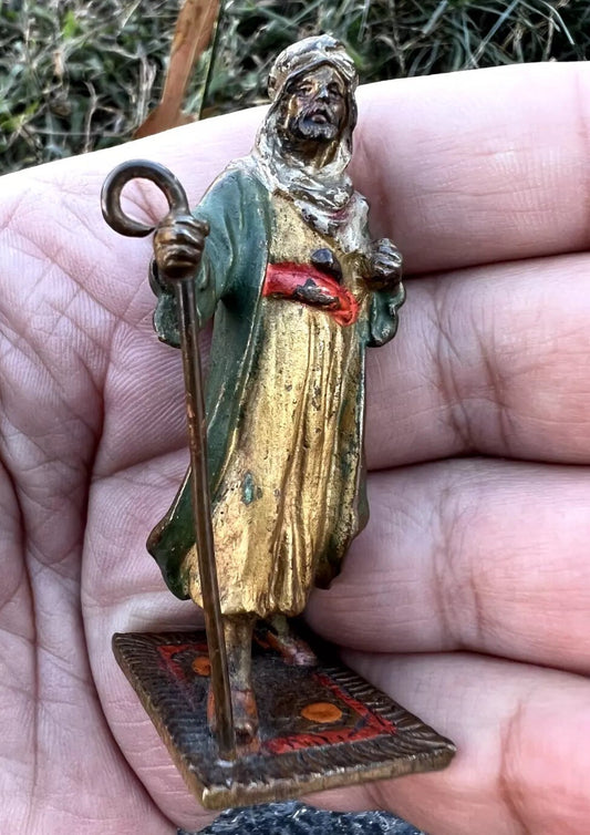 Antique Austrian Vienna Cold Painted Bronze Figure of Bedouin Arab Man0