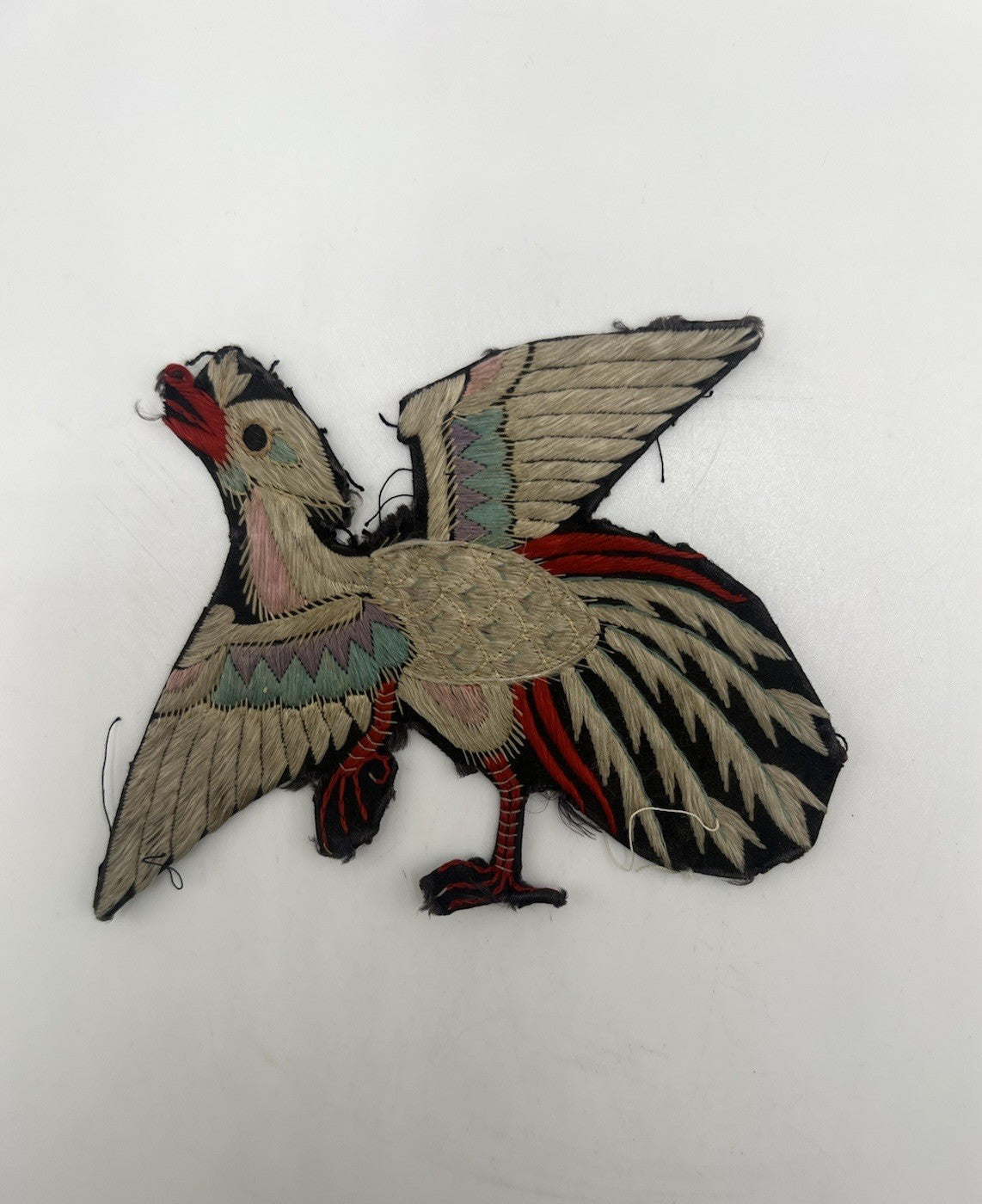 Early Antique Qing Dynasty Chinese Silk Civil Rank Badge Insignia of Bird0