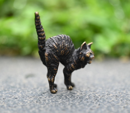 Antique Original Austrian Vienna Cold Painted Bronze Figure of Scary Black Cat4