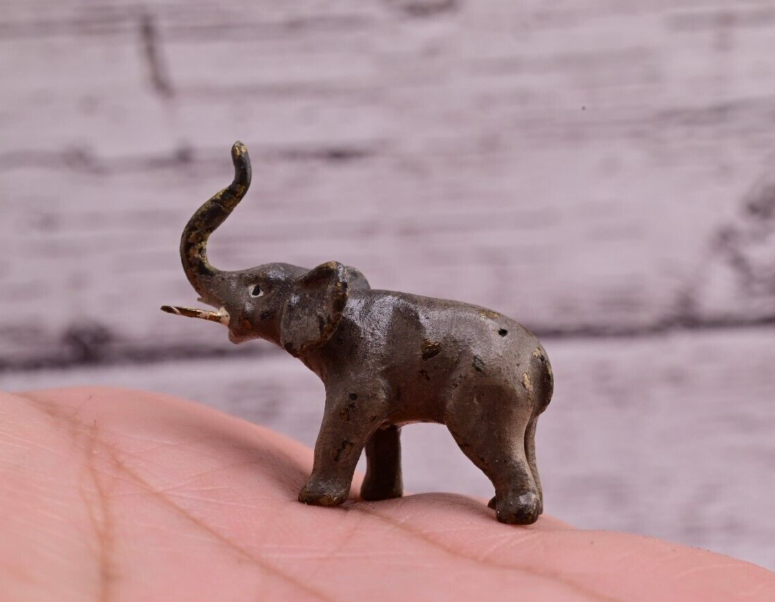 Awesome Antique Austrian Vienna Cold Painted Bronze Figure of Tiny Elephant3
