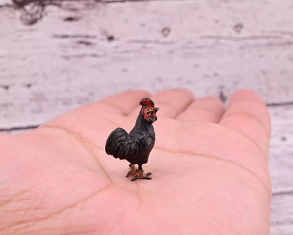Rare Antique Austrian Vienna Cold Painted Bronze Figure of Tiny Black Chicken0