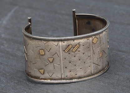 Retro Geometric Design Sterling Silver & 14K Cuff Bracelet by KIMBERLY KEYWORTH9