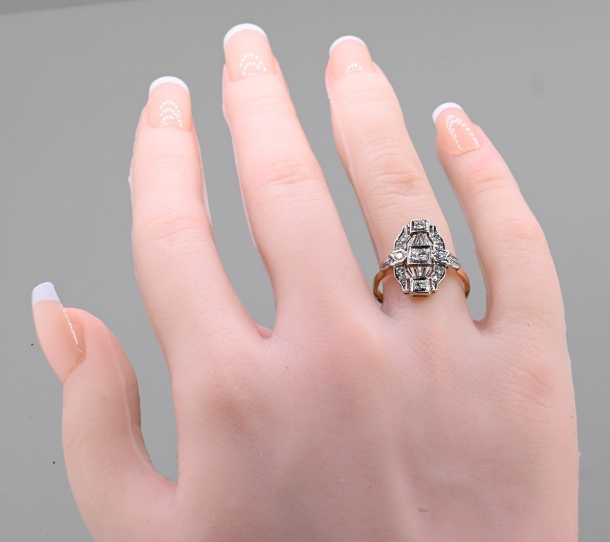 Gorgeous Early Vintage or Antique 14K Yellow & White Gold Diamond Ring IGI Cert.8