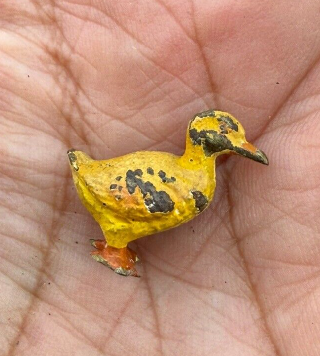 Cute Antique Austrian Vienna Cold Painted Bronze Figure of Yellow Duckling1