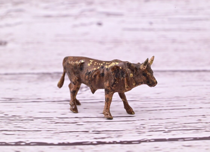 Miniature Antique Austrian Vienna Cold Painted Bronze Figure of Brown Bull3