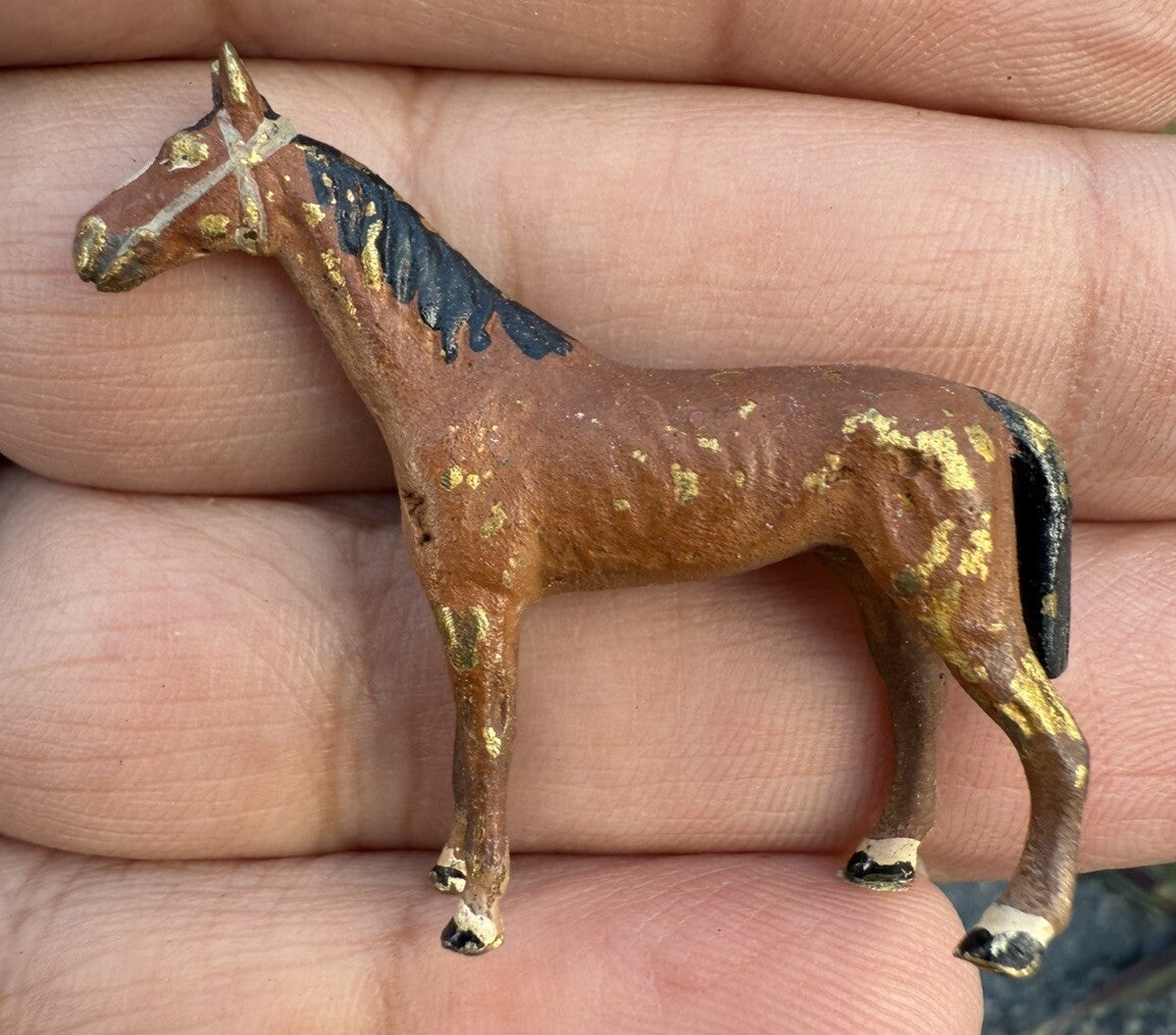 Gorgeous Antique Austrian Vienna Cold Painted Bronze Figure of Brown Horse1