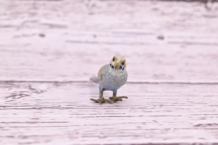 Lovely Antique Austrian Vienna Cold Painted Bronze Figure of Gray Blue Parakeet2