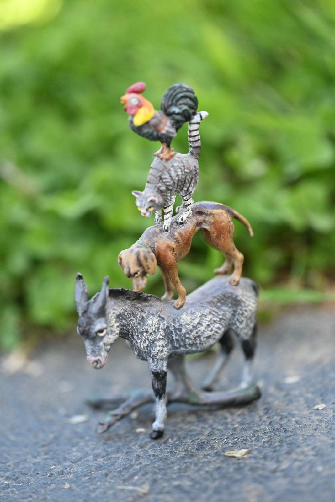Austrian Vienna Cold Painted Bronze Figural Group of "Bremen Town Musicians"7