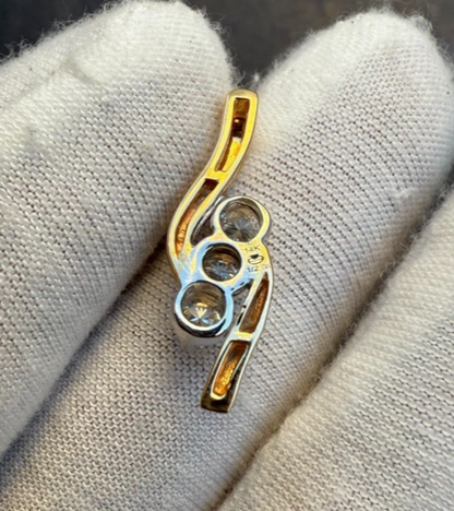 Beautiful 3 Natural Diamond Bypass Pendant In 14k Yellow Gold5
