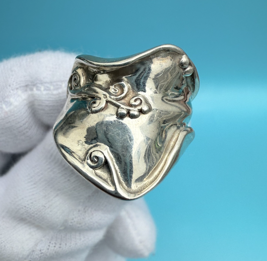 Vintage Hagit Gorali 925 Sterling Silver Organic Design Statement Ring0