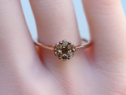 Gorgeous Daisy Floral Ring with Champagne Color Natural Diamonds by Luxoro 10K1