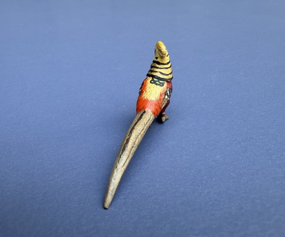 Small Antique Austrian Vienna Cold Painted Bronze Figure of Golden Pheasant4