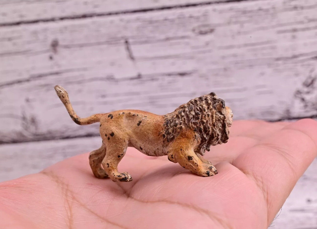 Cute Tiny Antique Austrian Vienna Cold Painted Bronze Figure of Ferocious Lion8