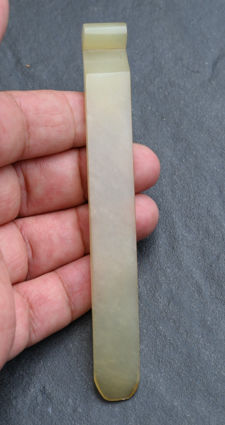 Antique Greenish Translucent Jade Precious Object Hairpin / Brushrest1