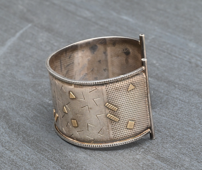 Retro Geometric Design Sterling Silver & 14K Cuff Bracelet by KIMBERLY KEYWORTH2