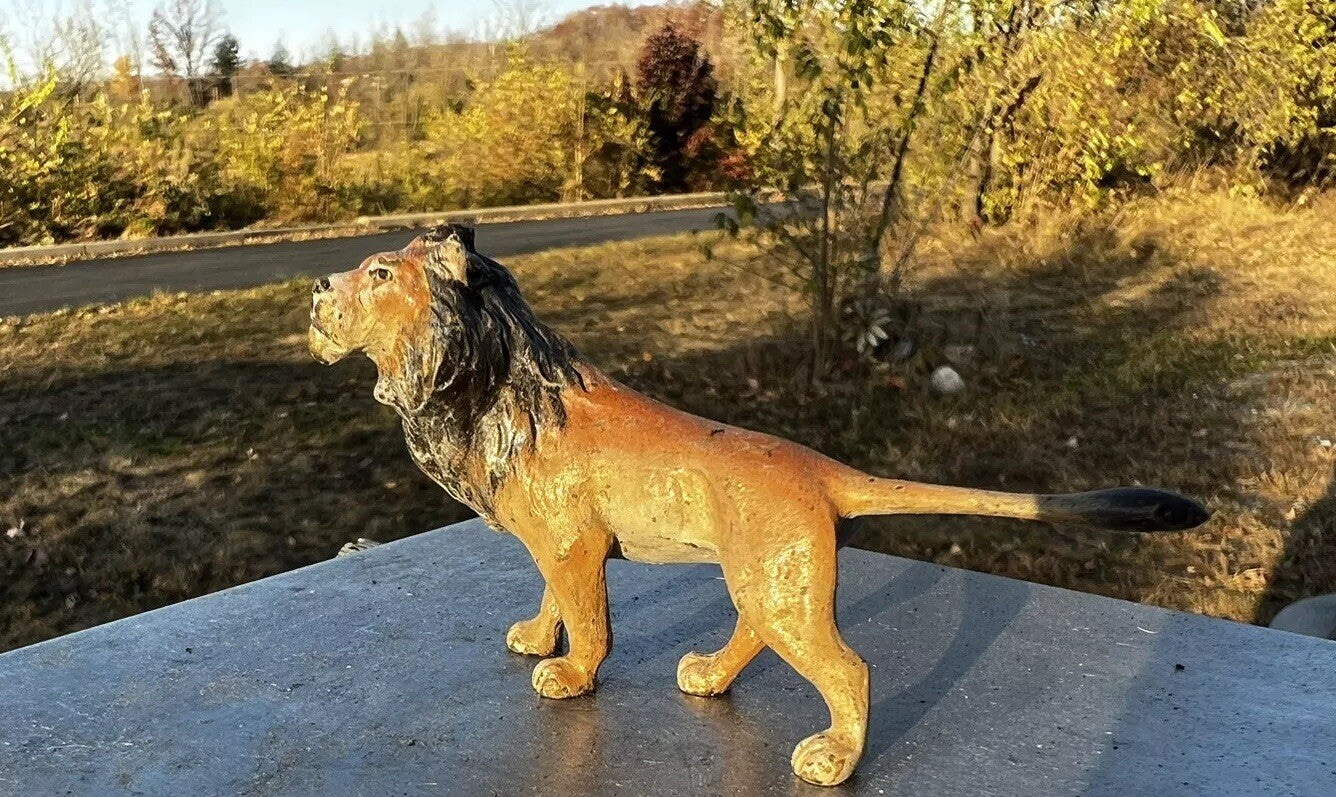 Wonderful Antique Austrian Vienna Cold Painted Bronze Figure of Lion1