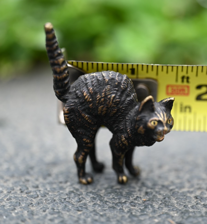 Antique Original Austrian Vienna Cold Painted Bronze Figure of Scary Black Cat1