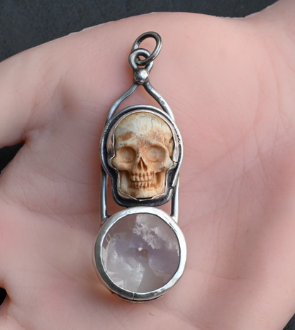 Vintage Signed Sterling Silver Southwest Jewelers Loupe with Human Skull Motif0