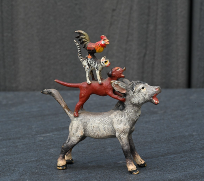 Cute Vintage Austrian Vienna Bronze Figural Group "Musicians of Bremen"4