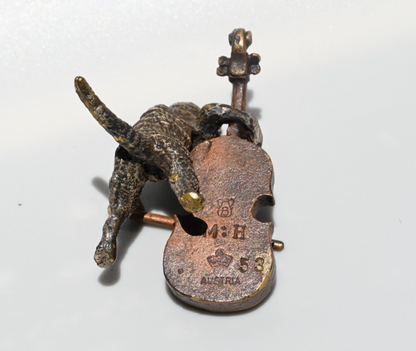 Rare Antique Franz Bergmann Austrian Vienna Cold Painted Bronze Cat Orchestra3
