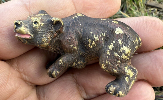 Antique Austrian Vienna Cold Painted Bronze Figure of Brown Grizzly Bear0