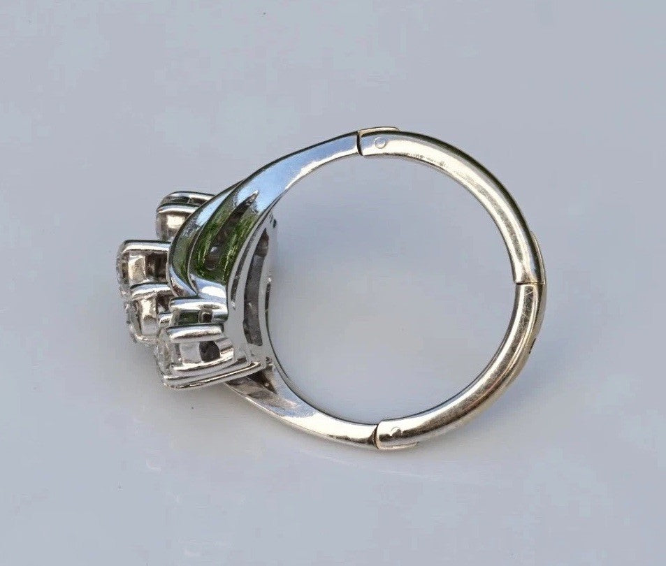 14K W  Gold 2ct Natural Diamond Waterfall Cluster Ring Expandable Shank IGI Cert6