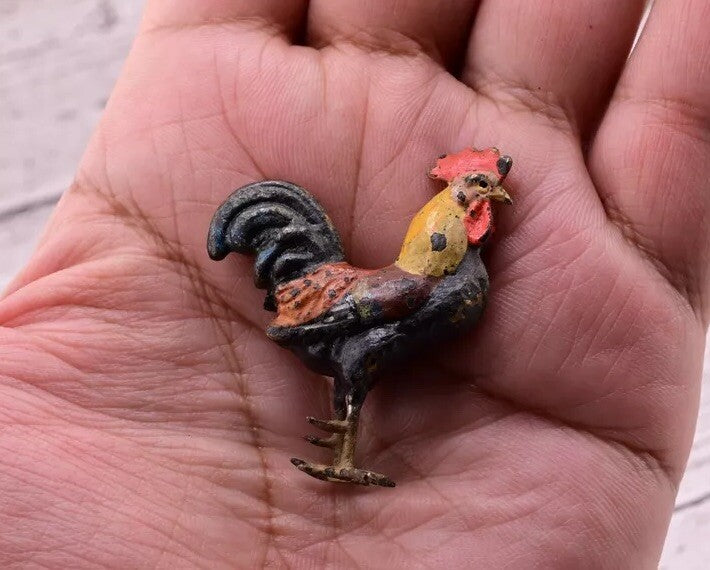 Superb Antique Austrian Vienna Original Bronze Finish Figure of Colorful Rooster9