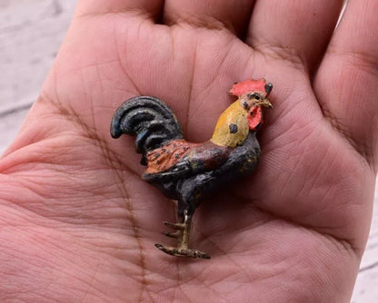 Superb Antique Austrian Vienna Original Bronze Finish Figure of Colorful Rooster9