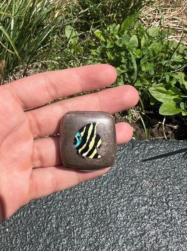Gorgeous Sterling Or Fine Silver Pill Box With Adorable Enamel Fish Design1