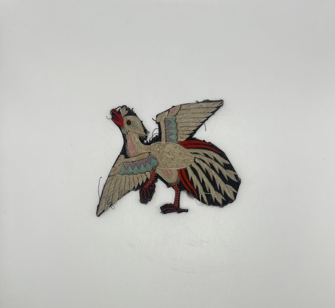 Early Antique Qing Dynasty Chinese Silk Civil Rank Badge Insignia of Bird1