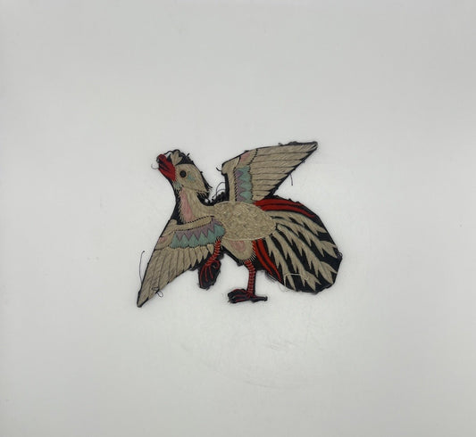 Early Antique Qing Dynasty Chinese Silk Civil Rank Badge Insignia of Bird1