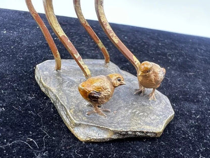 Unique Antique Austrian Vienna Bergmann Bronze Figure of Toddler & Baby Chicks4