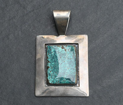 Lovely Sterling Silver Southwestern Turquoise Necklace Pendant Signed WS3