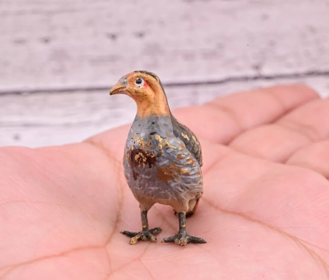 Rare Antique Austrian Vienna Cold Painted Bronze Figure of Partridge Game Bird13