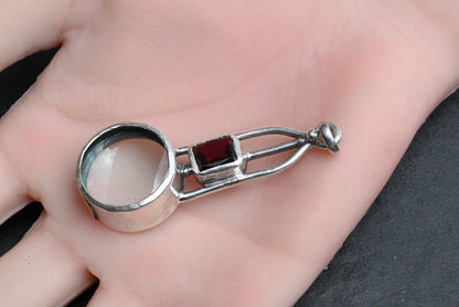 Vintage Signed Sterling Silver & Deep Red Lab Ruby Southwest Jewelers Loupe4