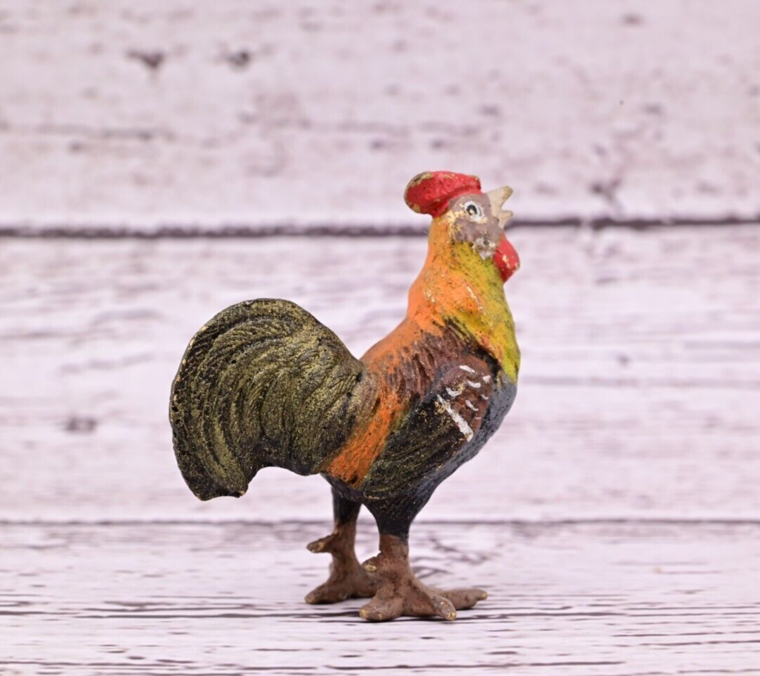 Gorgeous Antique Austrian Vienna Cold Painted Bronze Figure of Rooster12