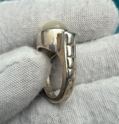 Gorgeous Vintage Signed Judith Ripka Sterling Silver & Mother of Pearl Ring 6