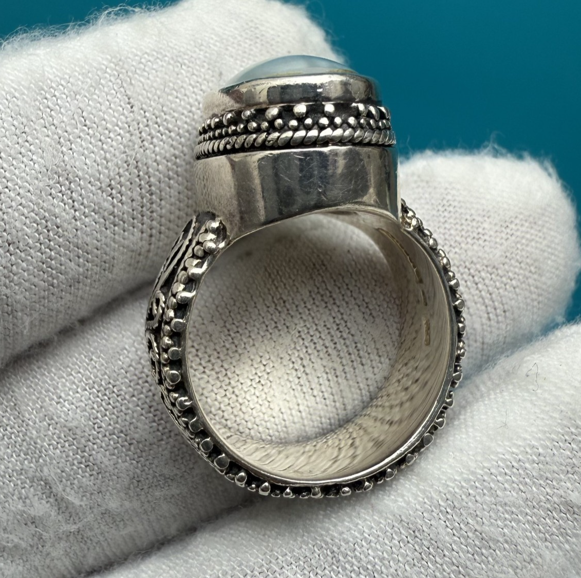 Elegant Vintage Sterling Silver 925 & Mother of Pearl Ring4