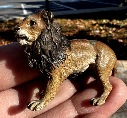 Antique Austrian Vienna Cold Painted Bronze Figure of Standing Lion3