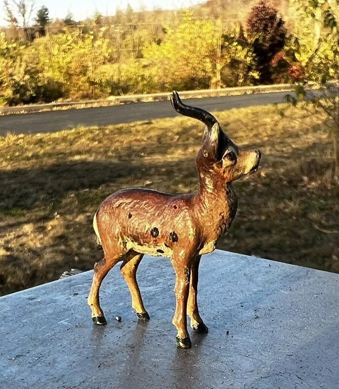 Antique Austrian Vienna Cold Painted Bronze Figure of Antelope2