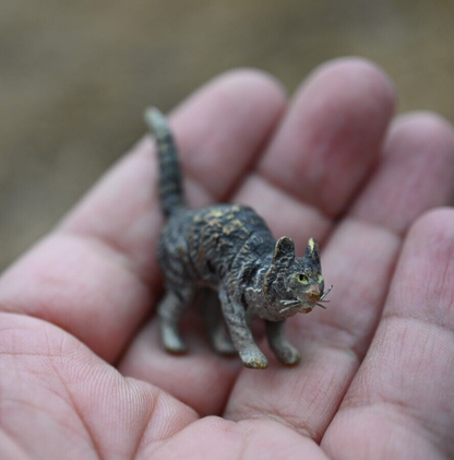 Small Antique Cold Painted Austrian Vienna Solid Bronze Cat7
