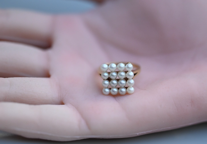 Stunning Akoya Pearls Cluster Ring 14k YG by World Renowned Designer MIKIMOTO6