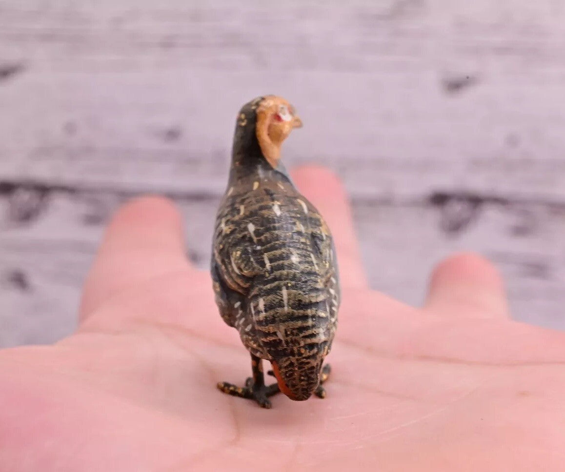 Cute Tiny Antique Austrian Vienna Cold Painted Bronze Figure of Game Bird12