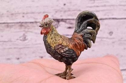 Original & Beautiful Antique Austrian Vienna Cold Painted Bronze of Rooster2